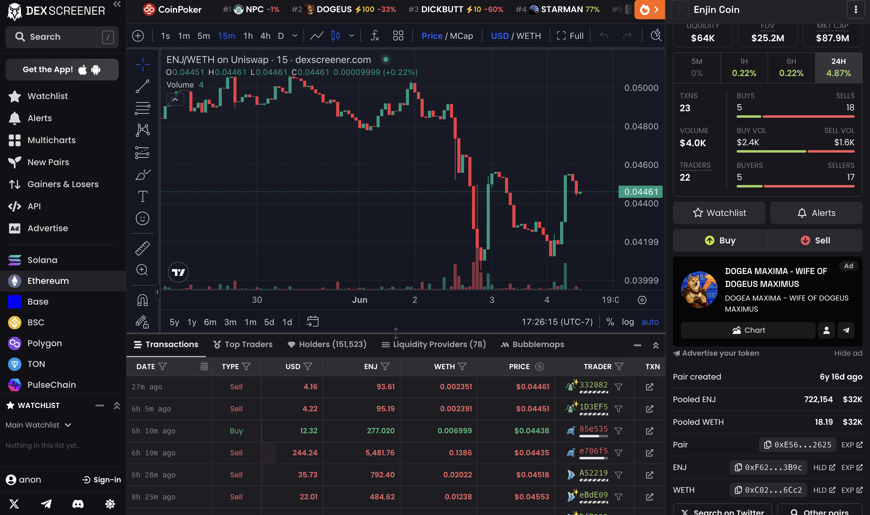 DEX arbitrage scanner preview